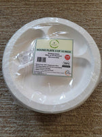 100% Biodegradable Sugarcane Plates -10" Round | 3 Compartment | Eco-friendly | Perfect for Parties Or Any Occasions