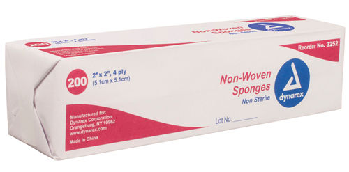 Non-Woven Gauze Sponge 4 x4  4 Ply Bx/200 Non-Sterile
