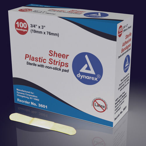 Adhesive Bandages Sheer Strips 3/8 x1-1/2  Sterile  Bx/100
