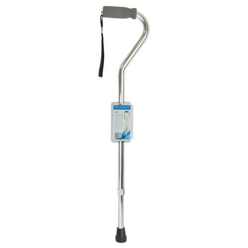 Cane  Soft Foam Offset Handle  Blue Jay  Silver with Strap