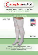 Anti-Embolism Stockings Lg/Reg 15-20mmHg Thigh Hi  Insp. Toe